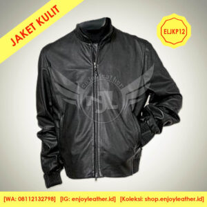 Jaket Kulit Pria Model ELJKP12 tampak depan