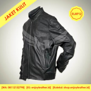 Jaket Kulit Pria Model ELJKP12 tampak samping