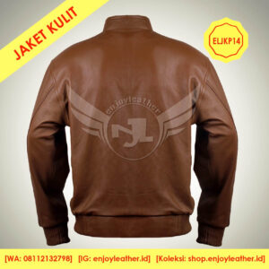 Jaket Kulit Pria Model ELJKP14 tampak belakang