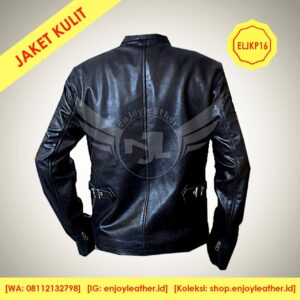 Jaket Kulit Pria Model ELJKP16 tampak belakang
