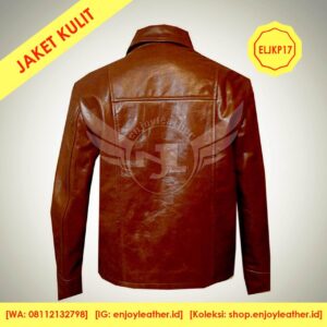 Jaket Kulit Pria Model ELJKP17 tampak belakang