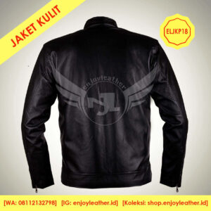 Jaket Kulit Hitam Original Pria Model Terbaru nampak belakang