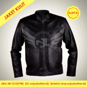Produsen Jaket Kulit Hitam Original Pria Model Terbaru nampak depan